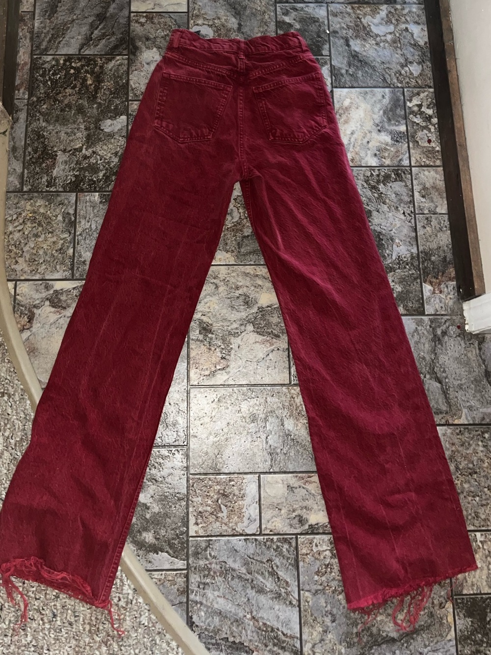 Zara Wide-Leg Corduroy Jeans - Deep Burgundy
